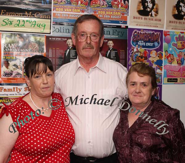 Betty Coleman, Ballina, pictured with Vincent and Teresa Kelly, Abbeytown Crossmolina, at Big Tom in the Castlebar Royal Theatre. Photo: Michael Donnelly.