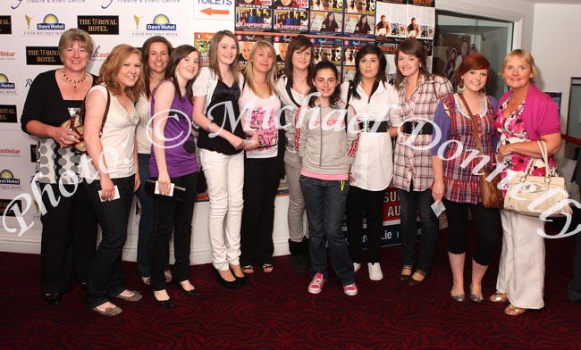Group of Killasser ladies pictured at "Keith Barry  Direct from Vegas" in the TF Royal Theatre Castlebar, from left to right, Geraldine Hussey, Eimear Burke, Amy Hussey, Siobhan O' Hara, Lorraine Kavanagh, Ciara Hussey, Anne-Marie O' Keefe, Brid Rogers, Shonagh Rowley, Rachael McDonnell, Linda McNulty, and Geraldine Burke.Photo: Michael Donnelly.
