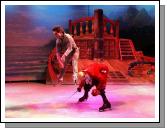 Andrey Chuvilyaev as Captain Hook and Dmitry Naumkin as Peter Pan in action in "Peter Pan on Ice with the Russian Ice Stars" in the Royal Theatre, Castlebar. Photo:  Michael Donnelly