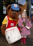 Grace Carolan Claremorris pictured with Newsybear in Castlebar as he presented Roses and Chocolates for Valentines Day. Photo Michael Donnelly.