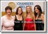 Pictured at the Mayo Business Awards in the Broadhaven Bay Hotel Belmullet, from left: Mary Doherty, Elizabeth Young, Ballina, and Edel Gallagher and Louise McDonnell, of Ballina Chamber of Commerce. Photo:  Michael Donnelly