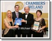 Sandra Hunt, TF Royal Hotel and Theatre, Castlebar (sponsors) presents the Chamber Recognition award to Maureen and Sean Noone of Selc Ireland Belmullet, 2nd from left is Derek Reilly, Erris Chamber of Commerce. Photo:  Michael Donnelly