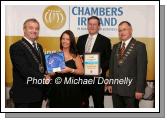 Councillor Gerry Coyle, cathaoirleach Mayo Co Council (sponsors) presents the Best Environment Award to Joane McEniff and Michael Lennon of Westport Woods Hotel and Spa included on right is Owen Hughes, President Westport Chamber of Commerce. Photo:  Michael Donnelly
