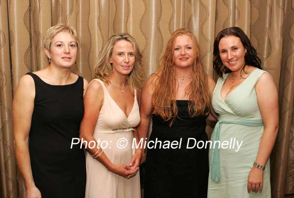 Jackson Pre School and Creche Ballina were Runners Up in the Mayo Business Awards 2006 pictured at presentation night in the Broadhaven Bay Hotel, Belmullet, from left: Caroline Kelly, Breege Jackson, Miriam Sweeney, and Julie Clarke. Photo:  Michael Donnelly